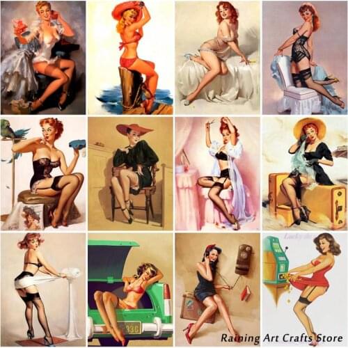 5D Diy Diamond Painting Embroidery Sexy Lady Illustration Full Round Square Drill Cross Stitch Kits Mosaic Pictures Home Decor
