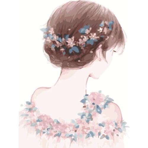 Wreath Girl Diy Painting By Number Canvas Kits Cat Decor For Home Frameless Acrylic Paint Coloring By Numbers Animal Handpainted