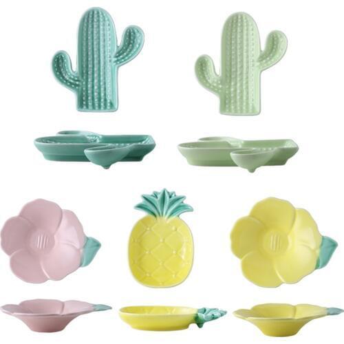 Domestic Fruit-shaped And Dishes Plate Set Novelty Pineapple Shape Ceramic Plate Fruit Dessert Concise Pastry Fashionable Plate