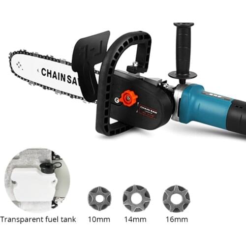 11.5 Inch Chainsaw Attachment For Angle Grinder, Electric Chain Saw With Transparent Fuel Tank, Logging Saw Adjustable Tension