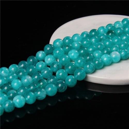 Natural Beads Blue Chalcedony Round Loose Amazonite Stone Bead For Jewelry Making DIY Bracelet Nacklace Accessories 15" 6/8/10mm