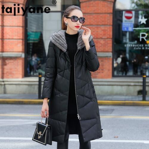 Mink Fur Collar Autumn Winter Coat Women Clothes 2020 Real Genuine Leather Jacket Korean Vintage Sheepskin Down Coat ZT4838