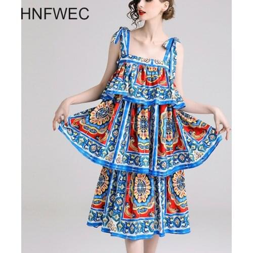 2020 new summer straps fashion women high quality vacation clothes backless sexy thin cake dresses female P185