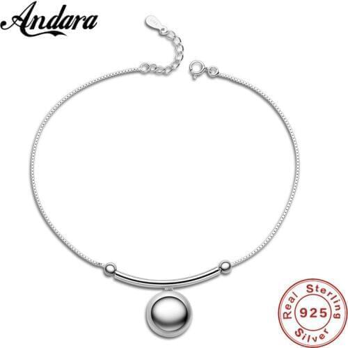 100%925 Sterling Silver Anklet Summer Style Woman Charm Jewelry Fashion Accessories