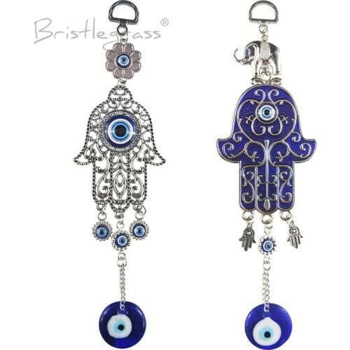 BRISTLEGRASS Turkish Blue Evil Eye Flower Vine Elephant Wall Hanging Pendants Pendulum Amulet Lucky Charm Blessing Protect Decor