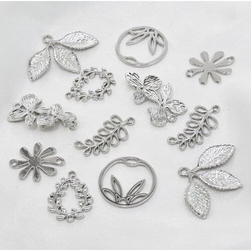 Zinc Alloy Charms Silver Leaves Flowers Charms 10pcs/lot For DIY Fashion Jewelry Making Finding Accessories