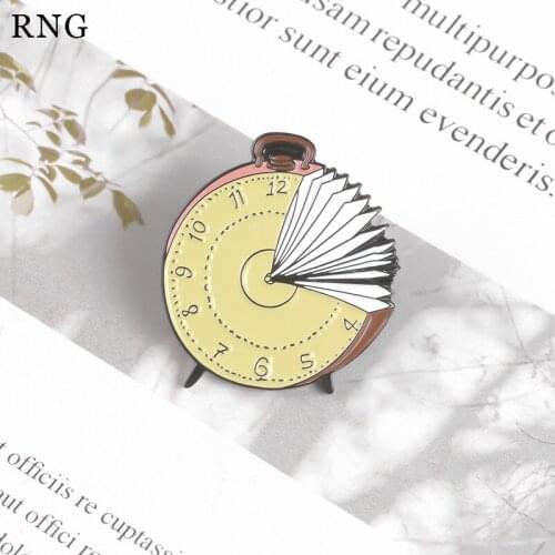 RNG creative yellow vertical alarm clock white like dental metal enamel pin anime badge lapel brooch fun jewelry