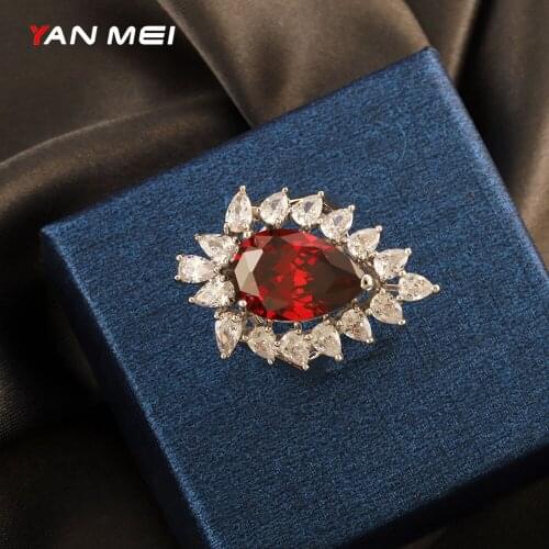 Luxury Noble Opening Ring for Women Red Popular Jewelry Sexy Mysterious Design Opening Ring Wedding Handmade Accessories J2078
