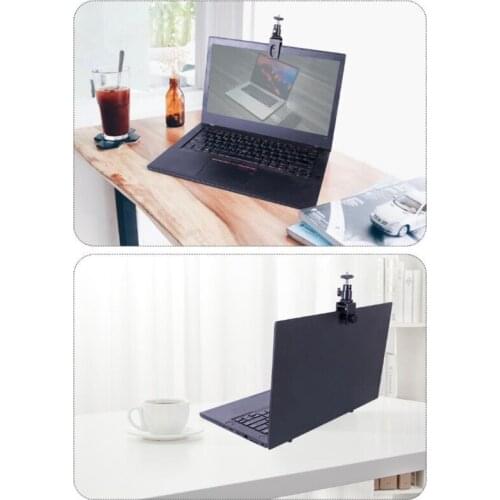 Camera Tripod Ball Head Mic LED Flash Light Bracket Holder Mount 1/4" Adapter with Hot Shoe Bayonet & Lock & U-Clamp for Laptop