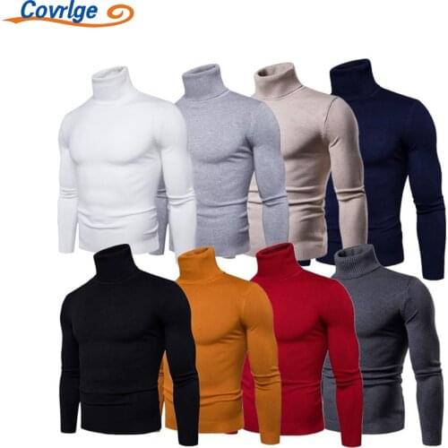 Covrlge Sweater Male Autumn Winter High Collar Casual Comfortable Cotton Warm Daily Multicolor All-match Sweater MZM089