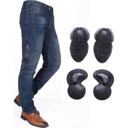 2019 upgrade Men Motorcycle Riding Pants Motocross Racing Jeans Biker Protective Pants With 4 X Knee Hip Protector Pads S-3XL