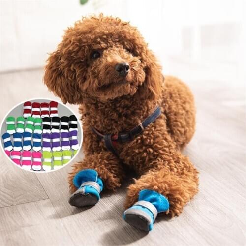 Small Medium Dogs Waterproof Boots Anti-Slip Reflective Shoes Outdoor Soft Bottom Cat Puppy Socks Protect Pet Paw 4Pcs/Set
