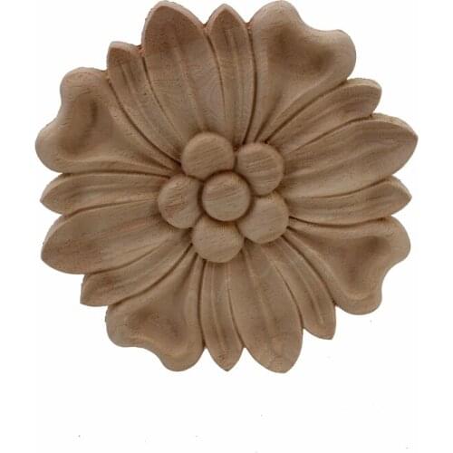 VZLX Furniture Craft Unpainte Carving Wood Decoration Maison Wooden Applique Decal Corner Onlay Frame For Vintage Home Decor