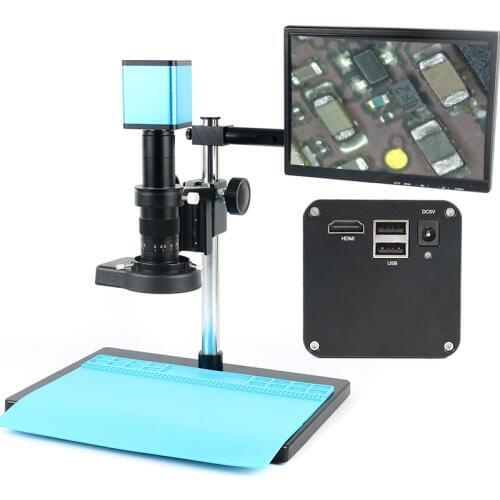 1080P SONY IMX290 Sensor Autofocus HDMI Video Microscope Camera U Disk 180X Zoom Lens Digital Microscope Set+Working Bench Mat