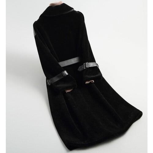 2020 Fashion Winter Jacket Women Real Wool Fur Coat Female Long Thick Warm Sheep Shearing Coats With Belt 18200 WYQ2111