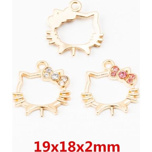 35 pcs Cat rhinestones zinc alloy charms pendant suitable for DIY Bracelet Necklace metal jewelry accessories 6158
