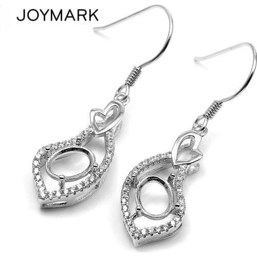 925 Sterling Silver Zircon Stone Gemstone Hook Earring Tray Setting DIY Jewelry Findings Components SEA-ES003