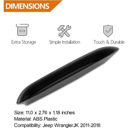 Car Storage Box For Jeep Wrangler JK Passenger 2011-2017 Handle Grab Interior Non-slip Replacement Tray Auto