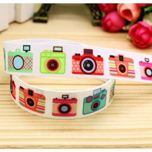 7/8'' Free shipping camera printed grosgrain ribbon hairbow headwear party decoration diy wholesale OEM 22mm P5624