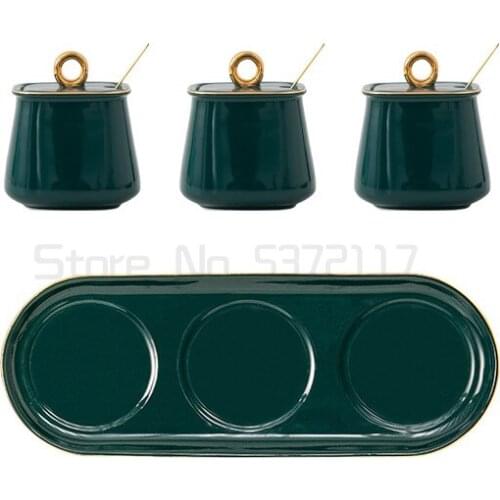 Household Salt Shaker Seasoning Box White Gold Ceramic Seasoning Jar with Lid Kitchen Cooking Seasoning Tool Storage Container