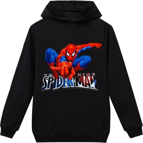 The Marvel Spiderman Childrens Hoodies Kids Cartoon Sweatshirts Baby Cotton Pullover Tops Girls Boys Spring and Autumn Clothes