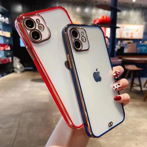 Double Color Plating Camera Protect Clear Soft Case for iPhone 12 Mini 12Pro 11 Pro X Xs Max Cover for iPhoneXr iPhone 7 8 Plus