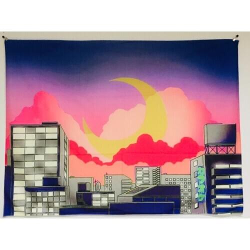 Bedroom Tapestry Wall Hanging Soft Blanket City Night Backdrop Wall Cloth Japanese Room Decor Bedside Backgroup Tapestry Girls