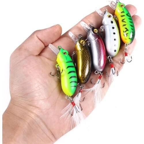 HENGJIA 1pcs 6cm 10g Fishing Lures Crankbaits Feather Hook Fishing Tackle Isca Artificial Hard Bait Swimbait Fishing Wobblers