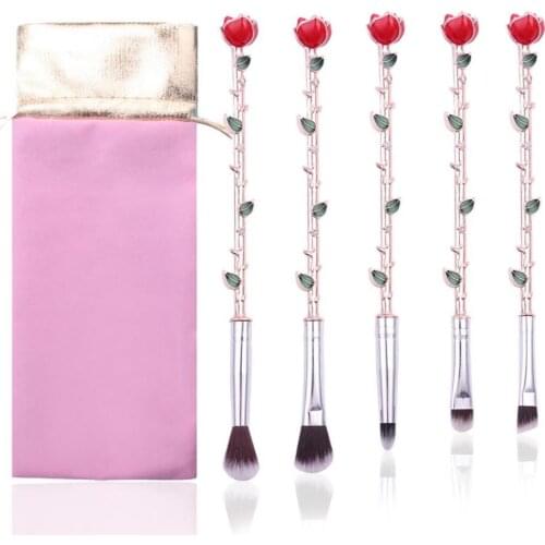 Makeup Tools Original Design Peripheral Valentines Day Rose Flower Makeup Brush Set Metal Gift Girl Gift