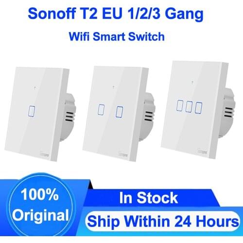 Sonoff T1 EU Wifi RF Smart Switch Smart Home Remote Control Wall Light Touch Switch Via Ewelink APP Work with Alexa Google Home