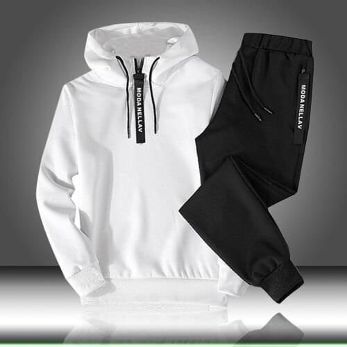 Sets Tracksuit Men Autumn Winter Hooded Sweatshirt Drawstring Outfit Sportswear Male Suit Pullover Two Piece SetCasual Men Sets