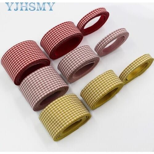 L-20918-997 Multi-size 5 Yard lattice Velvet Double-sided Ribbon, Diy Handmade Bow Hair Ornament ribbon Fabric webbing