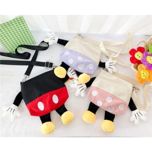 Disney Mickey Mouse Minnie Cute 3D Plush Cartoon Shoulder Bags Messenger Bag Girls Change Accessories Bag Parent-child bag