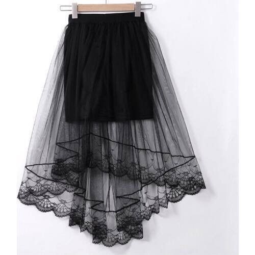 Fashion Women Lady High Waist Lace Floral Knee-Length Ball Gown Skirt Inside Black Cotton Shorts Outfit Summer One Size 2 Style