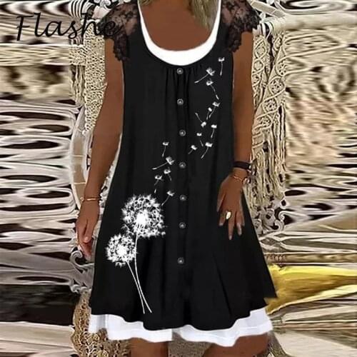 Fashion Summer Maxi Dress Womens Printed Sundress Casual O Neck Vestidos Female Loose Robe Femme Party Dress Plus Size