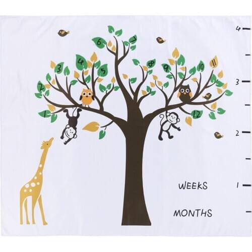 Cartoon Tree Printed Baby Milestone Blanket Comfortable Breathable Soft and Elastic Newborn Photography Backdrop Cloth