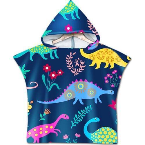 Cartoon Beach Towel Baby Children Hooded Bath Towel Bathrobe Animal Printed Boys Girls Hooded Robe Poncho for Swimming Beachwear