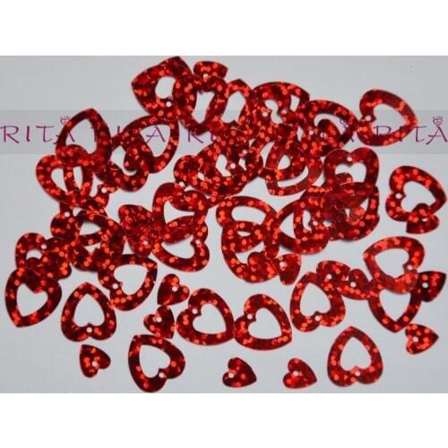 New! 50g 12mm Laser Red Color Hollow Heart Loose Sequin Sewing,Wedding Confetti Craft,Kids DIY Garment Accessory
