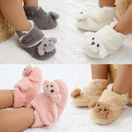 Fall/winter 0-1 Year Old Girl Baby Pink Toddler Shoes Newborn Cotton Shoes Dog Furry Warm Non-slip Baby Boy Shoes