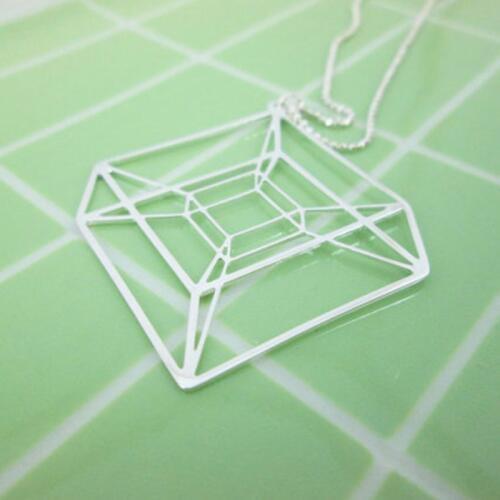 Hypercube Sacred Geometric necklace Tesseract Geometry necklace 4D cube necklace women free ship