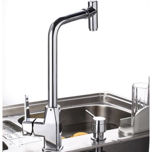Polished chrome ceramic kitchen sink mixer tap with single lever hot cold kitchen sink tap / kitchen faucet , kitchen tap