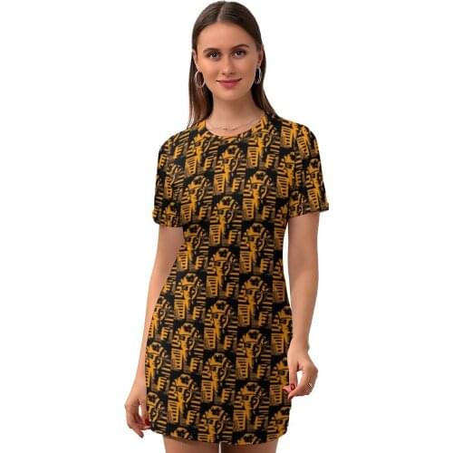 King Tut Dress Short Sleeve Sale Day Bodycon Girls Pattern Polyester Simple One-Piece