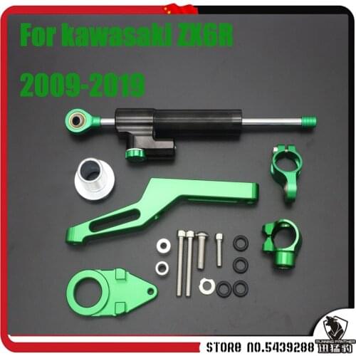 For Kawasaki ZX6R ZX-6R 2009 - 2019 CNC Motorcycle Adjustable Accessories Steering Stabilize Damper Bracket Mount kit