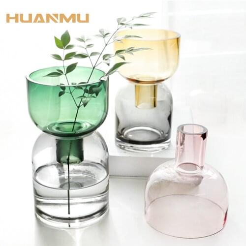 Luxury Nordic Glass Vase Flower Arrangement Hydroponic Cross Creative Clear Vase Art Plant Flower Dried Floral Decoration Home