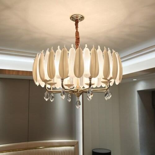 Modern Light Luxury Chandelier Living Room Crystal Lamp Creative Personality Bedroom Dining Room Glass Feather Chandelier