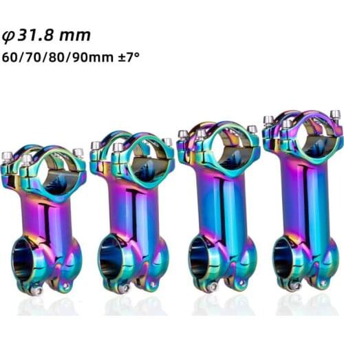 ZTTO Bike Stem Polished Rainbow MTB Road 7 17 Degree 60 70 80 90 Mm High-Strength Lightweight Fit 31.8mm Handlebar XC AM