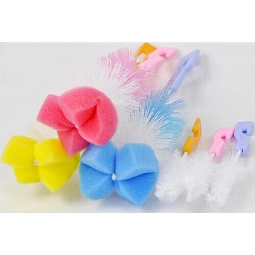 Baby Bottle Brush with Hook to Clean Sponge Head Paper Card Packaging Random with Bottle Colors Brush Q3K9