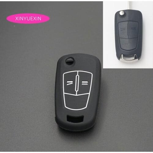 Xinyuexin Silicone Car Key Cover FOB Case For Opel Astra Corsa Antara Meriva Zafira Insignia Flip Remote Key 3Button Car-styling
