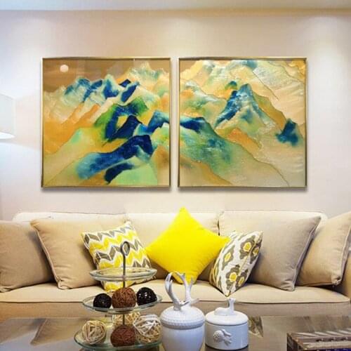 Modern Colorful Enamel Geometry Mountain Abstract Canvas Painting Wall Art Poster Landscape Picture Print Living Room Home Decor