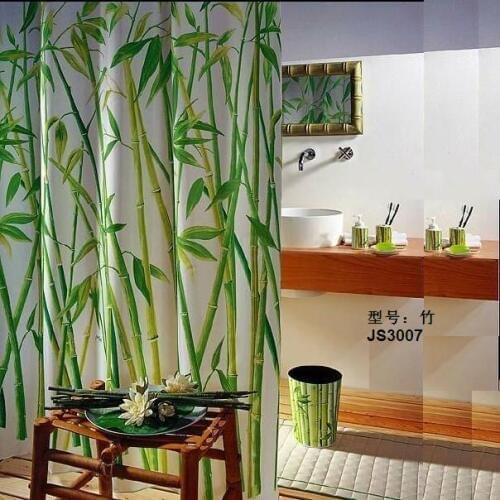 Coating thickening terylene cloth waterproof bathroom shower curtain bamboo curtain dust-tight Excellent quality